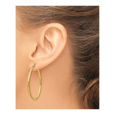 14K Yellow Gold 40mm Tube Hoop Earrings – view 4