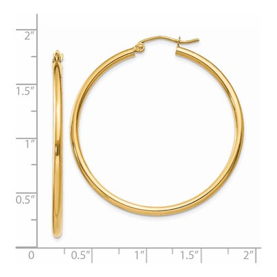 14K Yellow Gold 40mm Tube Hoop Earrings – view 5