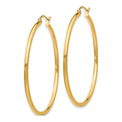 14K Yellow Gold 45mm Tube Hoop Earrings – view 3