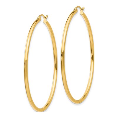 14K Yellow Gold 50mm Tube Hoop Earrings – view 3