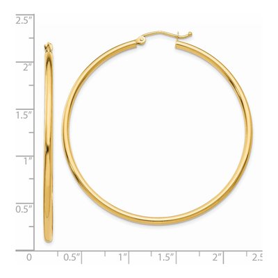 14K Yellow Gold 50mm Tube Hoop Earrings – view 5