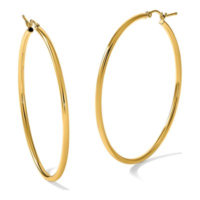 14K Yellow Gold 50mm Tube Hoop Earrings – view 6