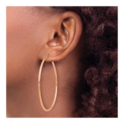 14K Rose Gold 55mm Tube Hoop Earrings – view 3