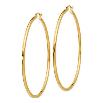 14K Yellow Gold 60mm Tube Hoop Earrings – view 3