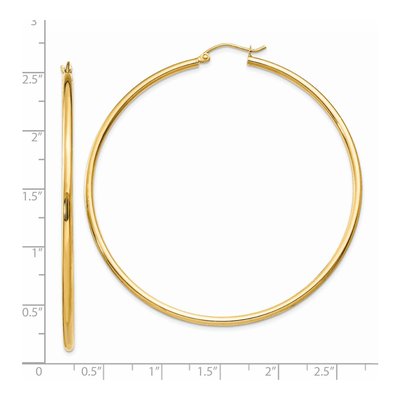 14K Yellow Gold 60mm Tube Hoop Earrings – view 5