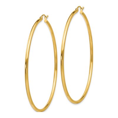 14K Yellow Gold 60mm Tube Hoop Earrings – view 2