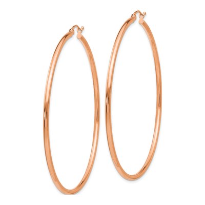 14K Rose Gold 60mm Tube Hoop Earrings – view 2