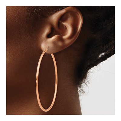 14K Rose Gold 60mm Tube Hoop Earrings – view 3
