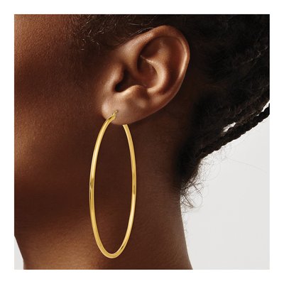 14K Yellow Gold 65mm Tube Hoop Earrings – view 3