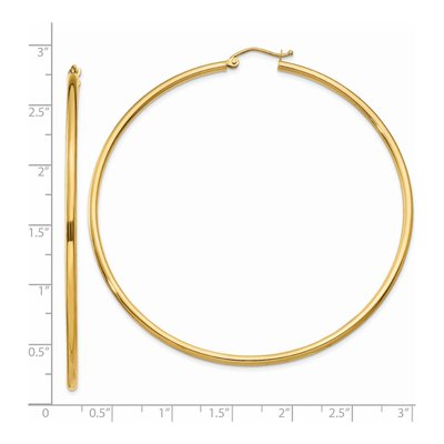 14K Yellow Gold 65mm Tube Hoop Earrings – view 4