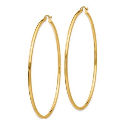 14K Yellow Gold 65mm Tube Hoop Earrings – view 2