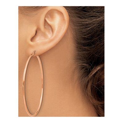 14K Rose Gold 65mm Tube Hoop Earrings – view 3