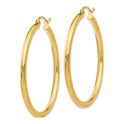 14K Yellow Gold 40mm Round Tube Hoop Earrings – view 3