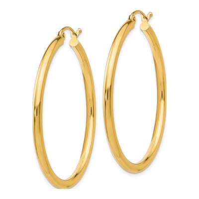 14K Yellow Gold 40mm Tube Hoop Earrings – view 3