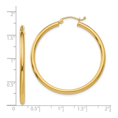 14K Yellow Gold 40mm Tube Hoop Earrings – view 5