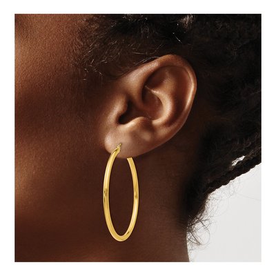 14K Yellow Gold 45mm Round Tube Hoop Earrings – view 4