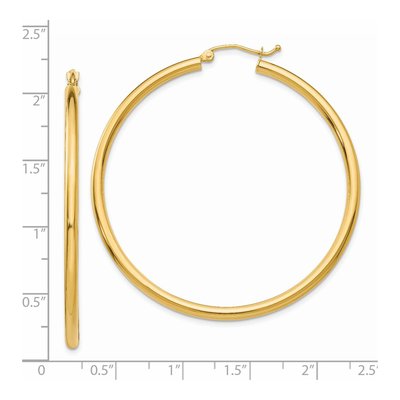 14K Yellow Gold 50mm Tube Hoop Earrings – view 5