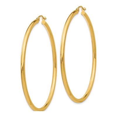 14K Yellow Gold 55mm Round Tube Hoop Earrings – view 3