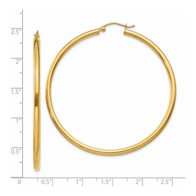 14K Yellow Gold 55mm Round Tube Hoop Earrings – view 5