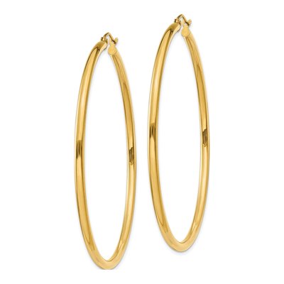 14K Yellow Gold 60mm Tube Hoop Earrings – view 3