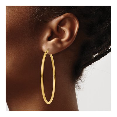 14K Yellow Gold 60mm Tube Hoop Earrings – view 4