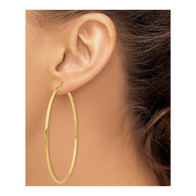 14K Yellow Gold 65mm Tube Hoop Earrings – view 3