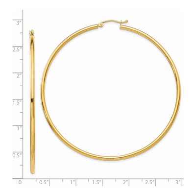 14K Yellow Gold 65mm Tube Hoop Earrings – view 4