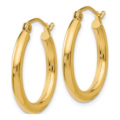 14K Yellow Gold 20mm Round Tube Hoop Earrings – view 3
