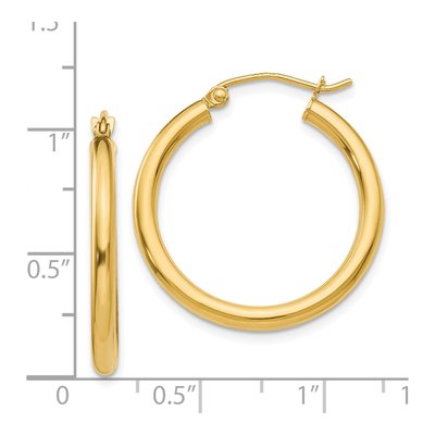 14K Yellow Gold 25mm Tube Hoop Earrings – view 5