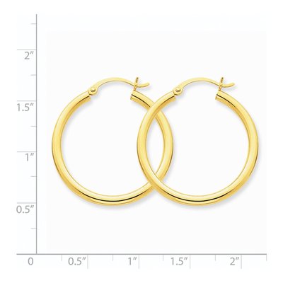 14K Yellow Gold 30mm Tube Hoop Earrings – view 5