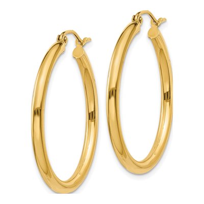 14K Yellow Gold 30mm Tube Hoop Earrings – view 3