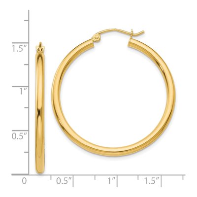 14K Yellow Gold 35mm Round Tube Hoop Earrings – view 5