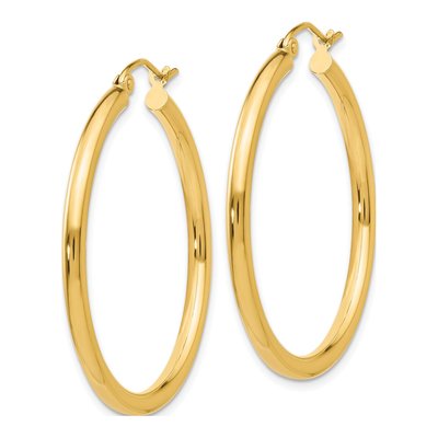 14K Yellow Gold 35mm Tube Hoop Earrings – view 3