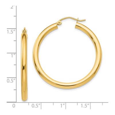 14K Yellow Gold 35mm Tube Hoop Earrings – view 5