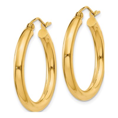 14K Yellow Gold 25mm Tube Hoop Earrings – view 3
