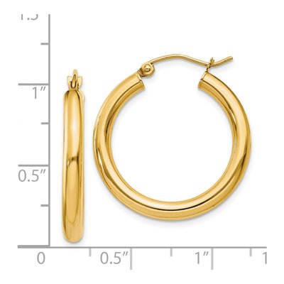 14K Yellow Gold 25mm Tube Hoop Earrings – view 5