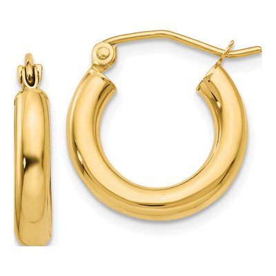 14K Yellow Gold 16mm Tube Hoop Earrings