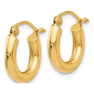 14K Yellow Gold 14mm Tube Hoop Earrings – view 3