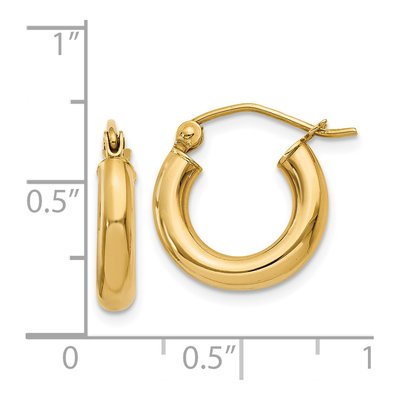 14K Yellow Gold 14mm Tube Hoop Earrings – view 5