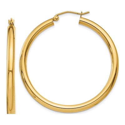 14K Yellow Gold 40mm Tube Hoop Earrings
