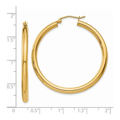 14K Yellow Gold 40mm Tube Hoop Earrings – view 5