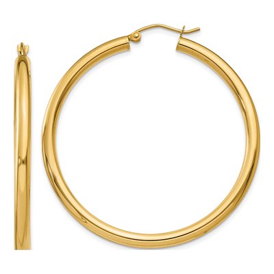 14K Yellow Gold 45mm Tube Hoop Earrings