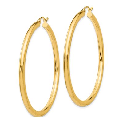 14K Yellow Gold 50mm Tube Hoop Earrings – view 3