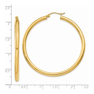 14K Yellow Gold 50mm Tube Hoop Earrings – view 5