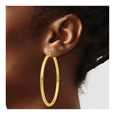14K Yellow Gold 55mm Tube Hoop Earrings – view 4