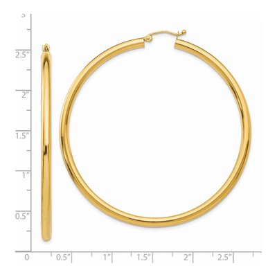 14K Yellow Gold 60mm Tube Hoop Earrings – view 5