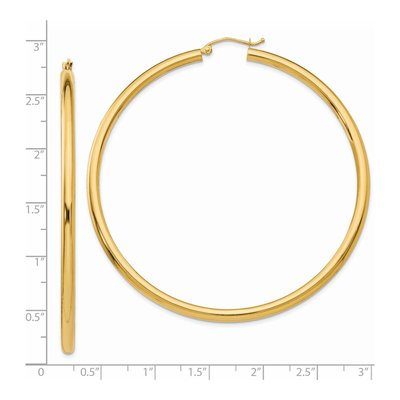 14K Yellow Gold 65mm Tube Hoop Earrings – view 5