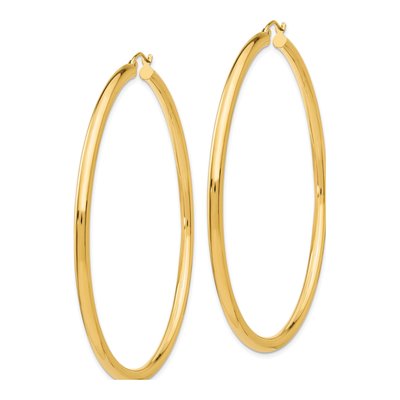 14K Yellow Gold 65mm Tube Hoop Earrings – view 3
