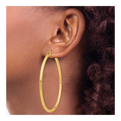 14K Yellow Gold 65mm Tube Hoop Earrings – view 4