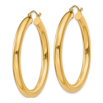 14K Yellow Gold 40mm Tube Hoop Earrings – view 3